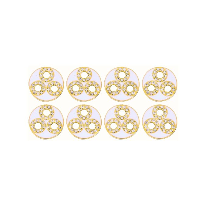 White Metal Buttons with Gold and Diamond