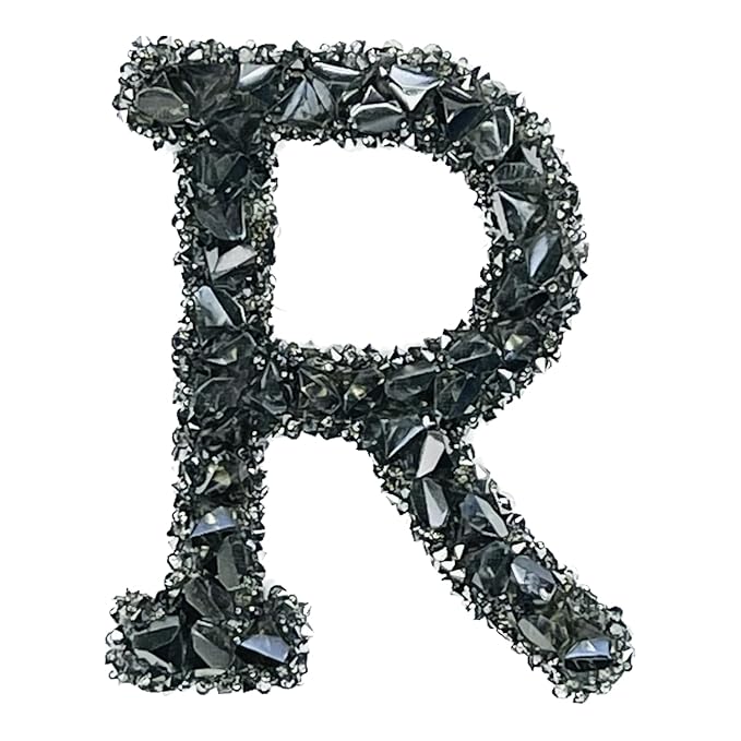 Letter S Black Sparkling Rhinestone Patch