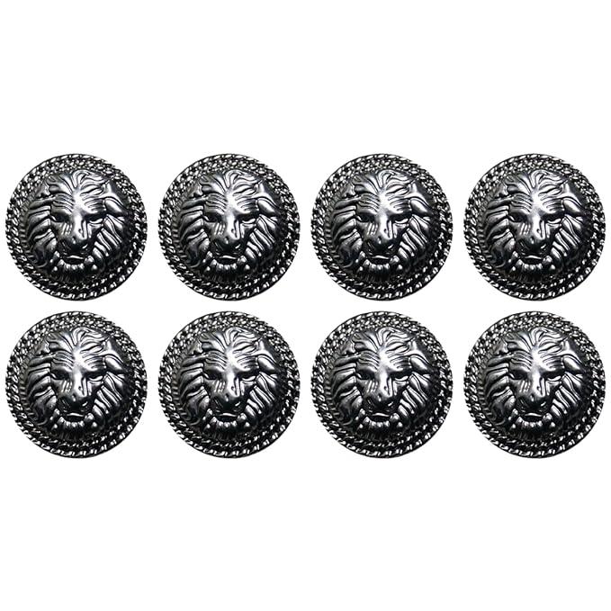 3D Lion Metal Shank Button for Jacket Blazer Suits DIY Art & Crafts (Pack of 8 Small, matt Copper)