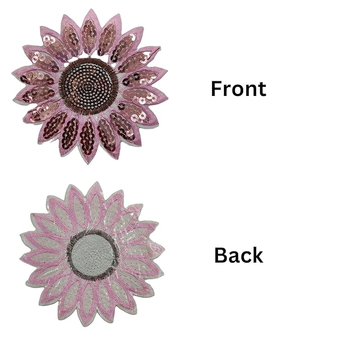 Pink Sequins & Embroidered Sunflower Heat-Transfer Patch