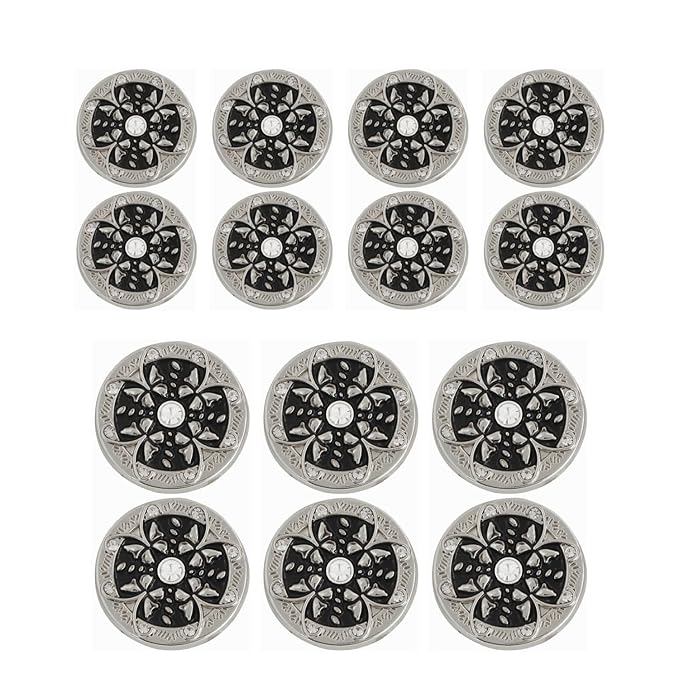 Golden Floral Metal Buttons with White Centers(8 Small + 4 Big)