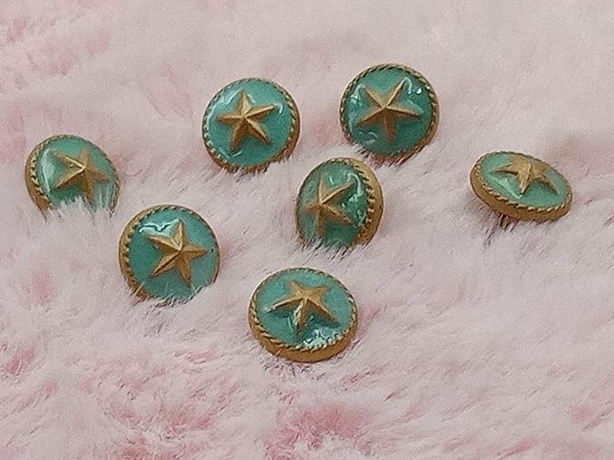 Ani accessories Round 3D Starfish Shank Button with Turquoise Epoxy Enamel Design Small for Shirt Cufflink Jacket Button Pack of 8.(10.55 mm) (17L) DIY Art & Craft (Turquoise Sea Life Collection) Shirt/kurti Button