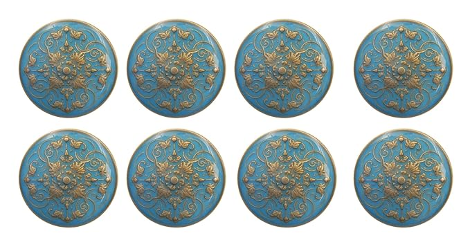 Sky Blue Floral Metal Buttons