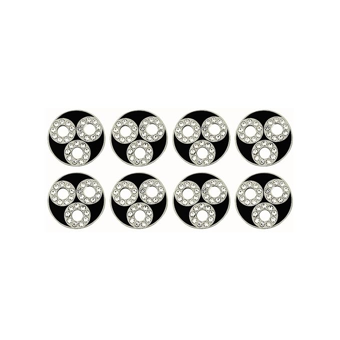 Circular Metal Buttons with Diamond Accents