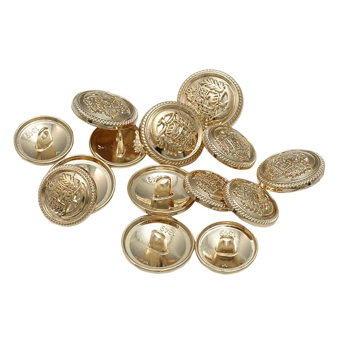 3D Shining Golden Metal Shank Button for Coat Blazer Suit, Sherwani, and Bandhgala Indian Dresses Sports Coat Uniform Jacket (Pack of 8 Small, Shining Gold)