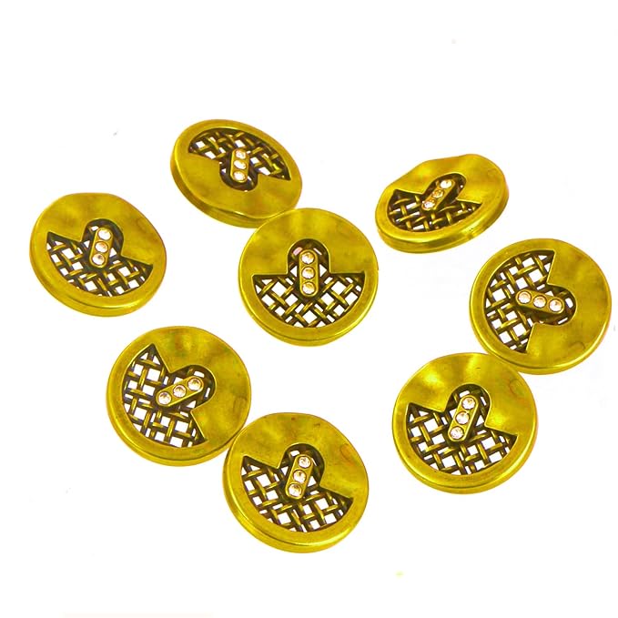 Circular Metal Buttons with Mesh Pattern (8 Big + 8 Small)