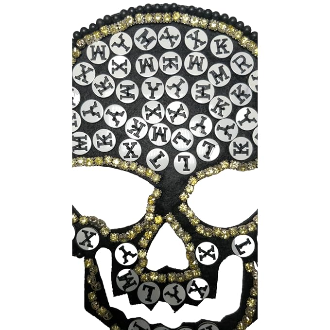 Handmade Black Pearl Rhinestone Crystal Beaded Skull Sew On Applique Patch for For Jacket Pants Bag Shirts Decor Art & Craft hand crafted with Alphabet Buttons glassbeads Stitched Patch