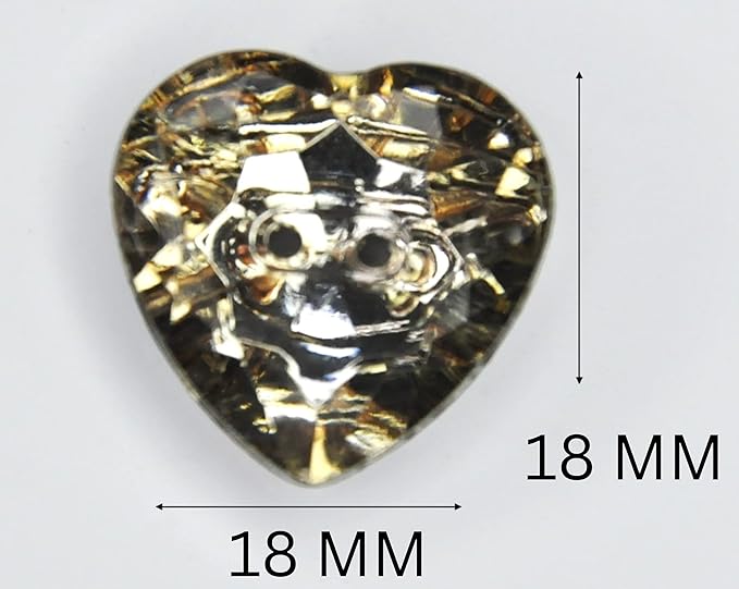 Radiant Dark Smoky Crystal Heart-Shaped Acrylic Buttons(Pack of 8 Buttons)