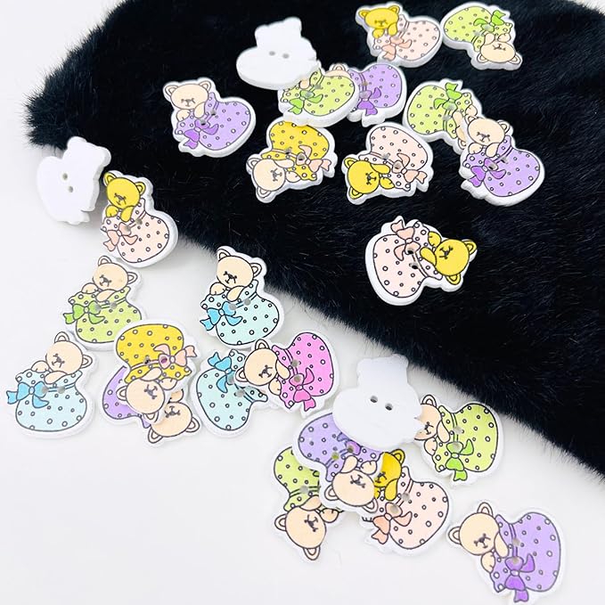 Multi Colors Teddy Buttons (Set of 100)