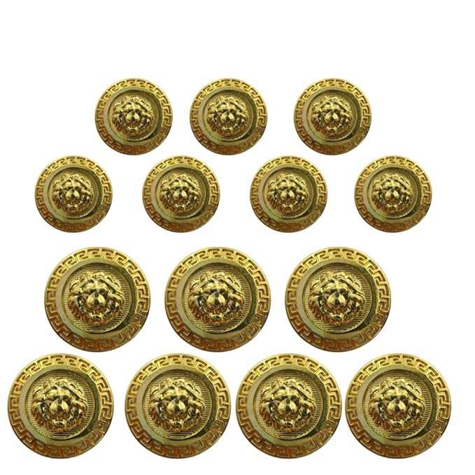 Shimmering Shiny Lion Metal Buttons(7 Big + 7 Small)