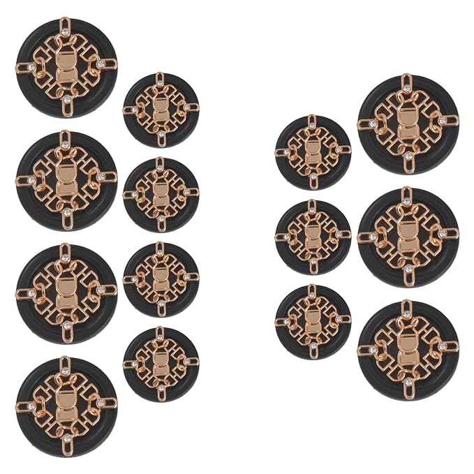 Ornate Floral and Diamond Metal Buttons(6 Big + 6 Small)