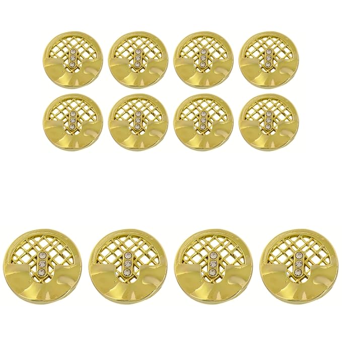 Circular Metal Buttons with Mesh Pattern (8 Big + 8 Small)