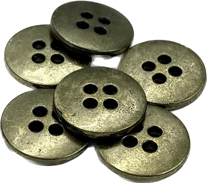 Four Hole Antique Brass Metal Buttons