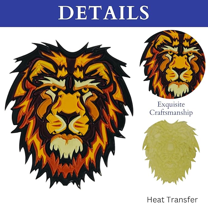 Fire Style Lion Heat Transfer Pvc Patch