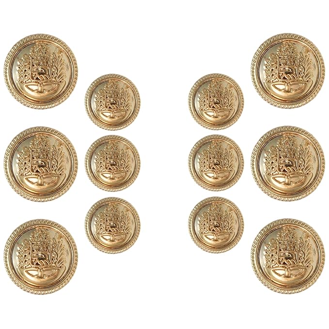 Shiny Gold Metal Buttons(6 Big + 6 Small)