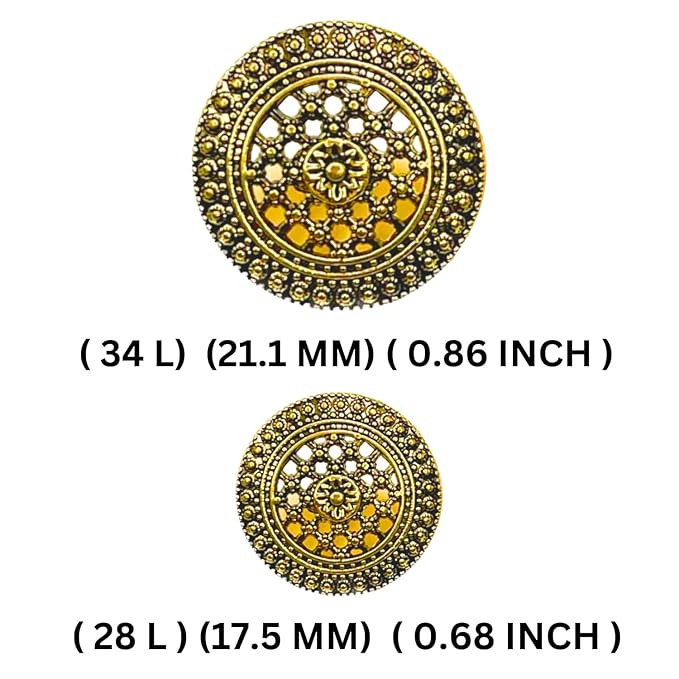 Raised Diamond Pattern Metal Buttons(8 Big + 8 Small)