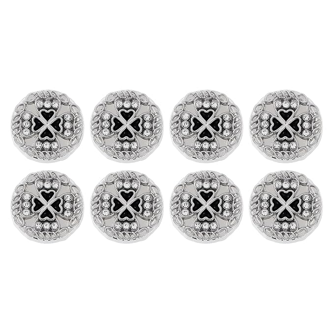 Silver Circular Metal Buttons with Tiger Motif