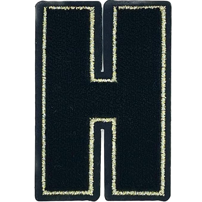 Unisex Imported Letter Patch Heat-Transfer Patch Sewing Patch for Letter Badge Decorate Repair Patches for Hats Shirts Shoes Jeans Bags (Black Brushed Fabric, H)