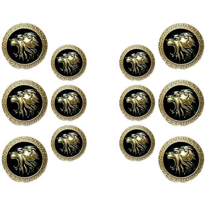 Golden Royal Roars Lion Abs Shank Buttons(6 Big + 6 Small)