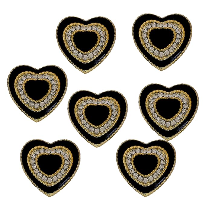 Heart-Shaped Rhinestone Metal Buttons(8 Big + 8 Small)