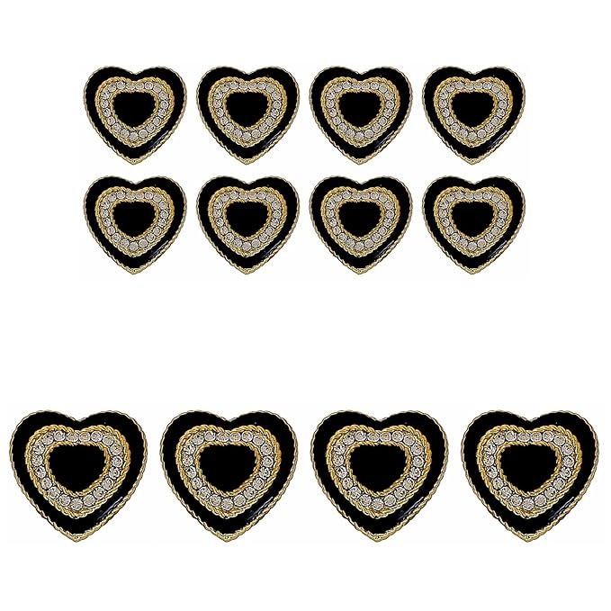 Heart-Shaped Rhinestone Metal Buttons (8 Small + 4 Big)