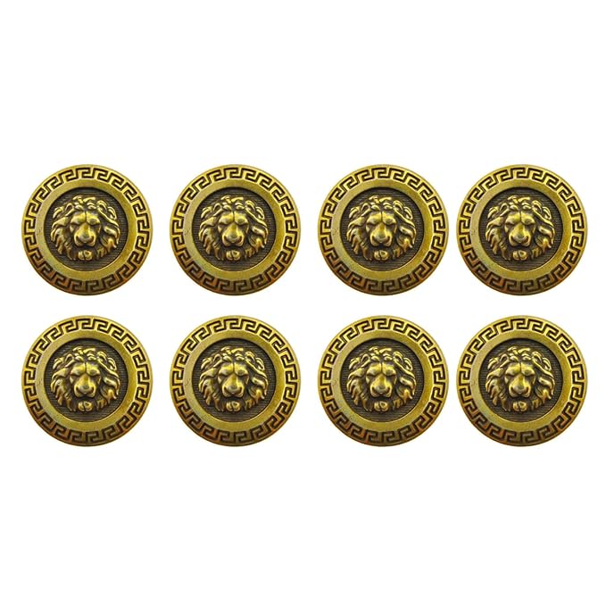 Ani Accessories 3D Lion Antique Face Metal Buttons for Stylish Look Shirt Button Clothing Dress Supplies Clothing Bags Accessories Art & Craft DIY (8 Pcs Shirt Button)