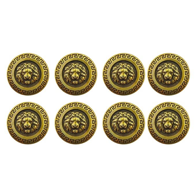 Royal 3D Lion Antique Face Metal Buttons (7 Big + 7 Small)