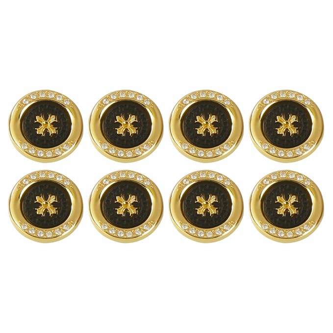 Snowflake Small Size & Big Size shiny Golden Metal Buttons with White Centers(8 Small + 4 Big)