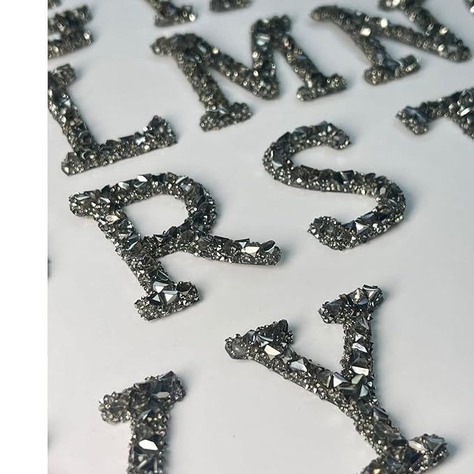 Letter D Black Sparkling Rhinestone Patch