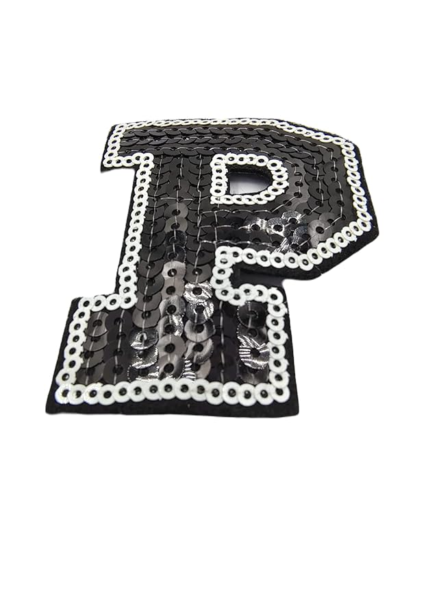 Black & White “P” Latter Sequins Hot-Fix Patch for Women DIY Used