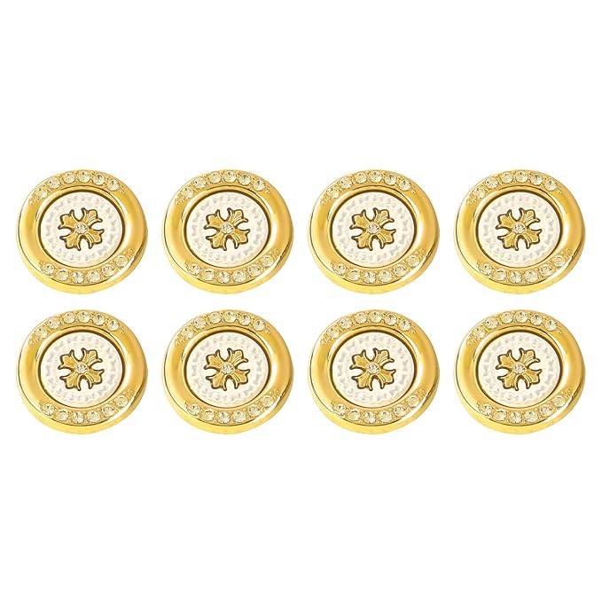 Golden Flora White Centers Metal Buttons