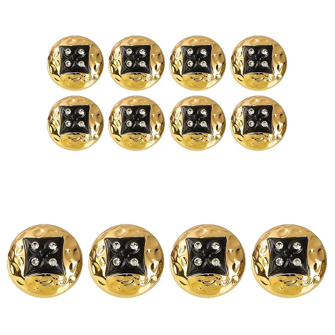 Square Diamond-Studded Metal Buttons