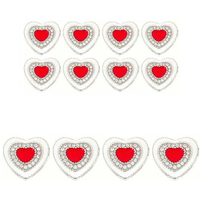 Red Heart Buttons with Silver Accents( Pack of 8 Buttons)