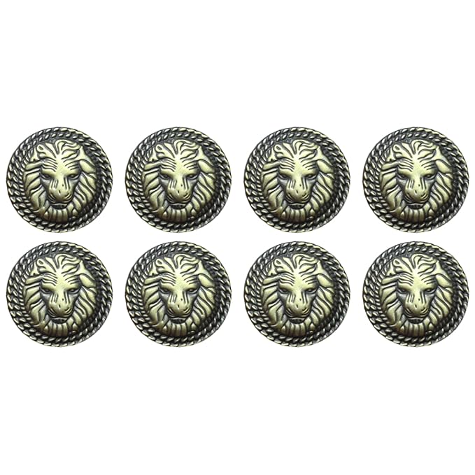 3D Lion Metal Shank Button for Jacket Blazer Suits DIY Art & Crafts (Pack of 8 Small, matt Copper)