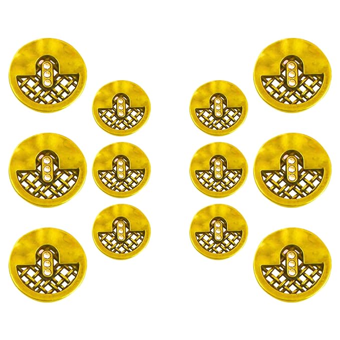 Circular Metal Buttons with Mesh Pattern (8 Big + 8 Small)