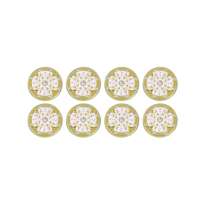 Black Floral Metal Buttons with White Centers(Pack of 8 Buttons)