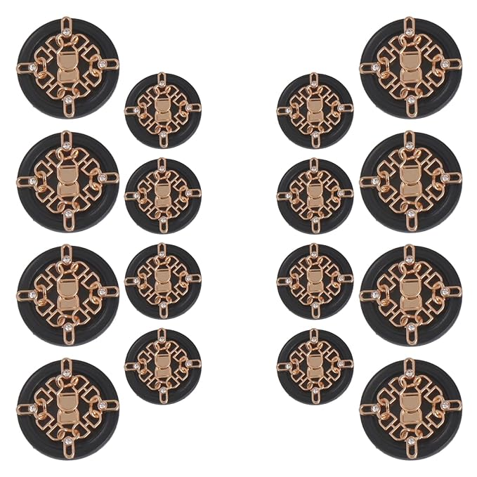 Ornate Floral and Diamond Metal Buttons(6 Big + 6 Small)