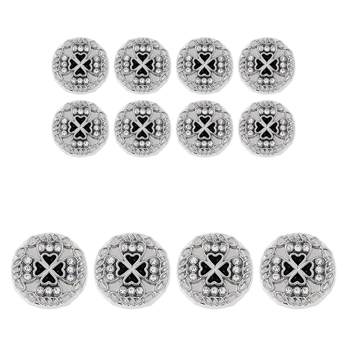 Silver Circular Metal Buttons with Tiger Motif