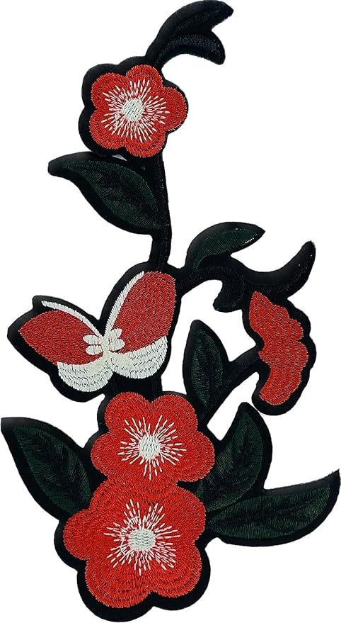 Red Floral Butterfly Patch