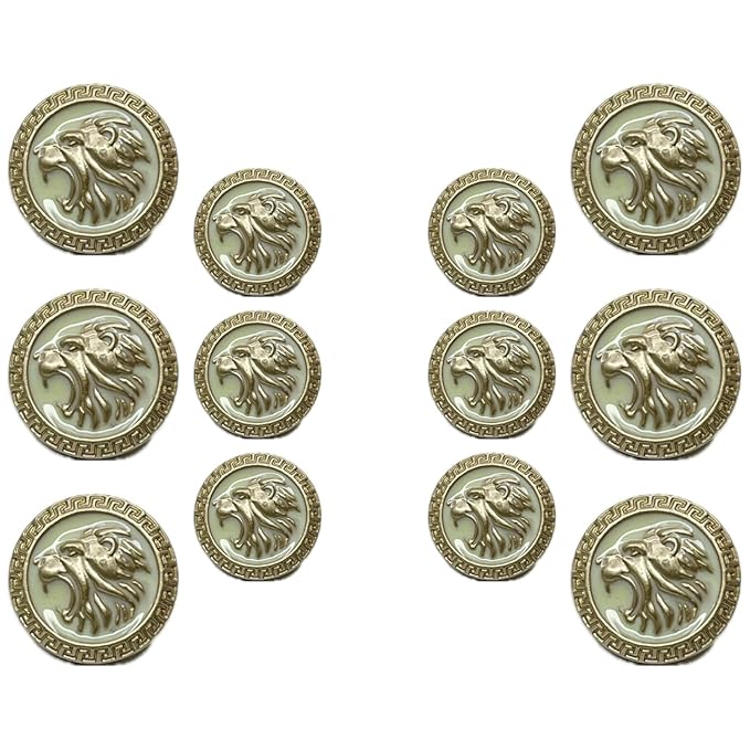 Golden Royal Roars Lion Abs Shank Buttons(6 Big + 6 Small)