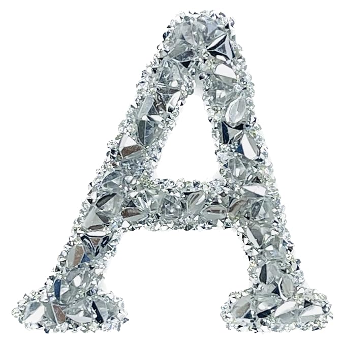 Letter K White Sparkling Rhinestone Patch