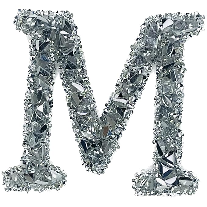 Letter K White Sparkling Rhinestone Patch