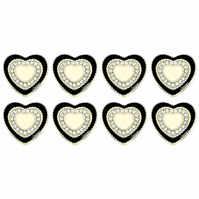 Heart-Shaped Rhinestone Metal Buttons(Pack of 8 Buttons)