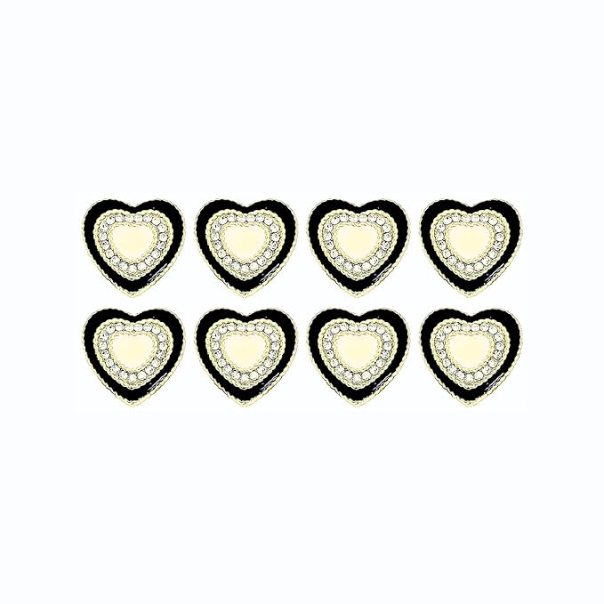 Red Heart Buttons with Silver Accents( Pack of 8 Buttons)