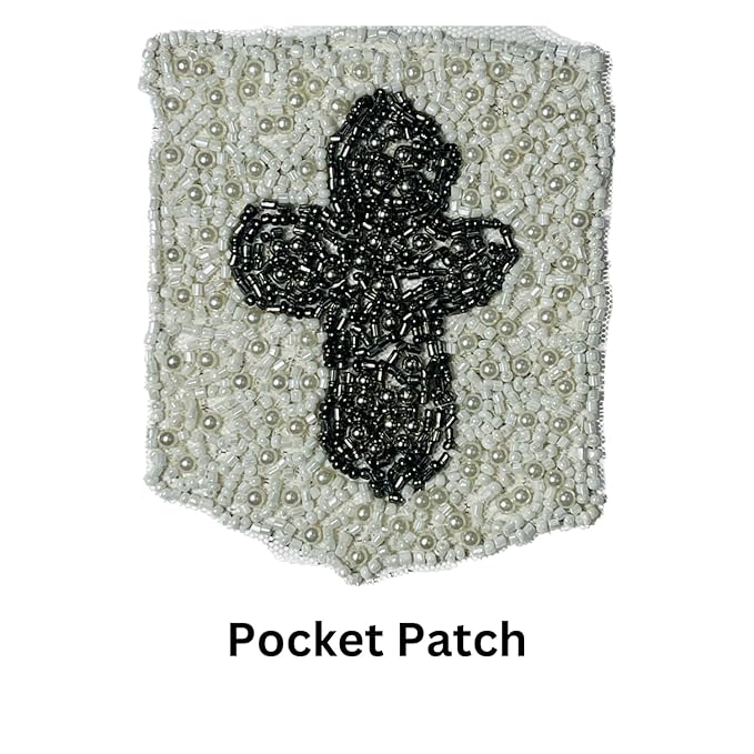 Off-White Handmade Pearl Beads Sewable Pocket Patch for Coat Blazer Bandhgala Shirts Fashion Accesssories