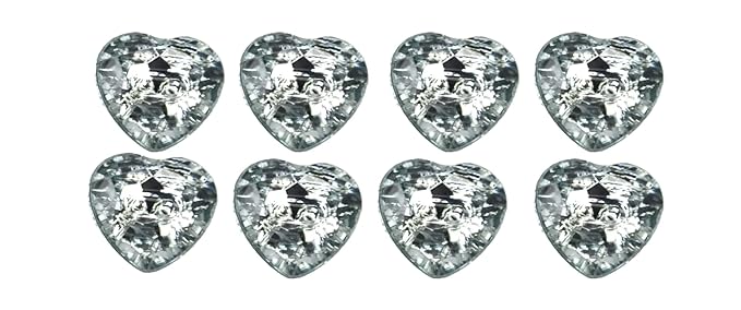 Ani Accessories Acrylic Diamante Sparkly Heart Shaped 2 Hole Acrylic Button for Shirts, Hats & Bag DIY Art & Crafts Used Pack of 8 (Black)