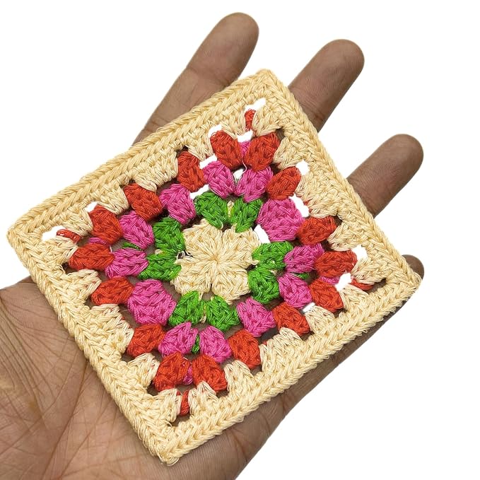 Colorful Floral Design Granny Square Patch