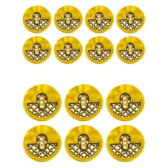 Circular Metal Buttons with Mesh Pattern (8 Big + 8 Small)