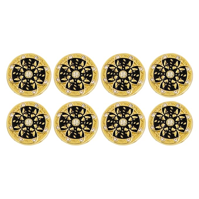 Golden Floral Metal Buttons with White Centers(8 Small + 4 Big)