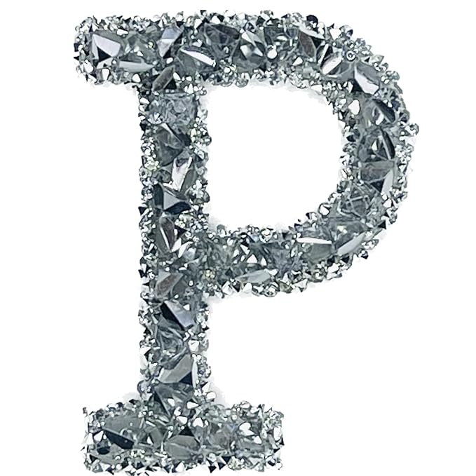 Letter P White Sparkling Rhinestone Patch